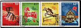 New Zealand 2014 Year Of The Horse Set As Strip Of 4 Used - Oblitérés