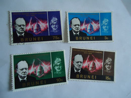 BRUNEI  MNH  AND USED  75C  SET 4  STAMPS CHURCHILL - Brunei (1984-...)