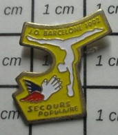 1016B Pin's Pins / Beau Et Rare / SPORTS / GYMNASTIQUE J.O. BARCELONE 92 SECOURS POPULAIRE - Gymnastics
