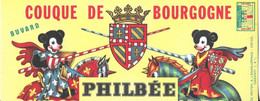 PUBLICITE BUVARD PHILBEE COUQUE DE BOURGOGNE, UN TOURNOI, OURS, POINT IMA PARIS ( VOIR DETAIL DU BUVARD ) TB ETAT - Honigkuchen-Lebkuchen