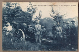 CPA 38 - CAMP DE CHAMBARAN - Tir De Pièce De 155 - TB PLAN CANON ANIMATION Servants Militaires ARTILLERIE - Matériel