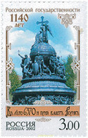 114027 MNH RUSIA 2002 1140 ANIVERSARIO DEL ESTADO RUSO - Used Stamps