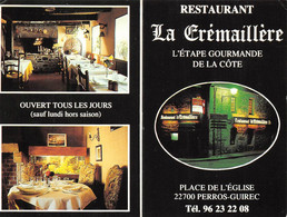 ¤¤   -   PERROS-GUIREC   -  Carte De Visite Du Restaurant " LA CREMAILLERE " Place De L'Eglise      -   ¤¤ - Perros-Guirec