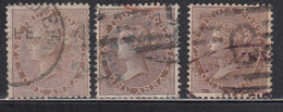 3 Diff., Shade Varieties, One Anna ,British East India Used 1865,  Elephant Wartermark, - 1858-79 Compañia Británica Y Gobierno De La Reina