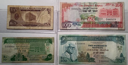 Bank Of Mauritius 1985-1991 ND: 5, 10, 100, 200 Rs P.34-35a-38-39a FINE-XF (Rupees Banknote Billet Commonwealth - Mauricio