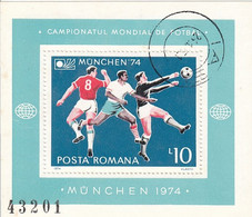 ROMANIA Block 114,used,falc Hinged,football - Oblitérés