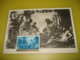 F2 (195) / Carte Premier Jour Rwanda 1967 - Reproduction De Tableau - 80 Centimes - Autres & Non Classés