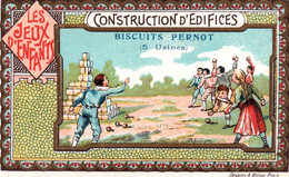 CHROMO DOREE  / BISCUITS PERNOT / LES JEUX D ENFANTS / CONSTRUCTION D EDIFICES - Pernot