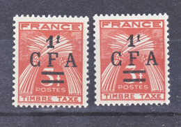 Réunion Taxe  38 CFA Variété F Bouché Et Normal Neuf ** MNH Sin Charmela - Timbres-taxe