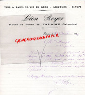 14- FALAISE- LETTRE LEON ROYER -VINS EAUX DE VIE LIQUEURS- ROUTE DE TOURS- A MME MAYET COGNAC-1932 - Food