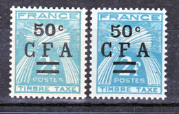 Réunion Taxe  37 CFA Variété Papier Jaunatre Epais  Et Fin Blanc Neuf ** MNH Sin Charmela - Timbres-taxe