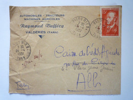 2022 - 4283  Enveloppe Au Départ De VALDERIE  (Tarn)  à Destination De ALBI  1951   XXX - Cartas & Documentos
