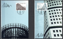 Martin Mörck. Sweden 2009. Tall Buildings.. Michel 2704D - 2705D Maxi Cards. Signed. - Maximumkarten (MC)