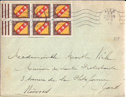 TYPE BLASON N° 757x6 SUR LETTRE DE ALES/1946 - 1941-66 Coat Of Arms And Heraldry