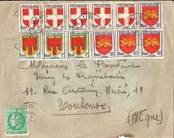 TYPE BLASON N° 834x4/836x5/837x3/680 SUR LETTRE DE LAVAUR / 29.6.1949 - 1941-66 Coat Of Arms And Heraldry