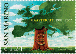 98537 MNH SAN MARINO 2002 10 ANIVERSARIO DEL TRATADO DE MAASTRICHT - Usados