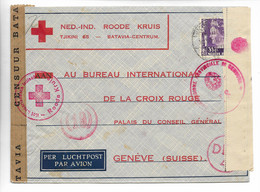 BATAVIA Hollande 39/40 CROIX ROUGE Pour GENEVE Par Avion Censure De Batavia ....G - Red Cross
