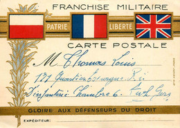 Carte Postale Militaire * FM Franchise Militaire * CPA Gloire Aux Défenseur Du Droit * Régiment Correspondance Ww1 - Oorlog 1914-18