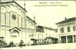 Gambolò (Pavia) Piazza Cavour Con Tram E Chiesa San Gaudenzio, Riproduzione, Ediz. "La Provincia Pavese" Cartol. D'Epoca - Pavia