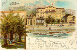 Hôtel De Menton Et Du Midi * 1900 !!! * CPA Litho Illustrateur * Menton - Menton