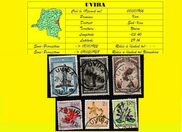 (°) BELGIAN CONGO / CONGO BELGE =  UVIRA CANCELATION STUDY 6 STAMPS VARIA 1931/1952  [B] - Variétés Et Curiosités