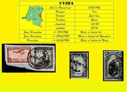 (°) BELGIAN CONGO / CONGO BELGE =  UVIRA CANCELATION STUDY 5 AIRMAIL STAMPS  [C] - Plaatfouten En Curiosa