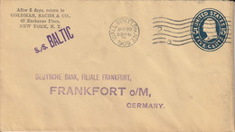 Etats Unis Entier Postal Privé Wall Street + S/S Baltic Pour L'Allemagne 1909 - 1901-20