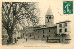 Beaujeu * La Place De L'église St Nicolas * Café BOURDEIX - Beaujeu