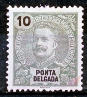 !										■■■■■ds■■ P.Delgada 1898 AF#15 * King Carlos Mouchon 10 Réis (x0082) - Ponta Delgada