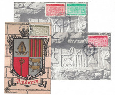 LOT De 3 CARTES MAXIMUM Des ARMOIRIES D'ANDORRE Avec DIFFÉRENTS CACHETS Dont FDC PREMIER JOUR - Covers & Documents