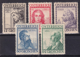 AUSTRIA 1934 - MNH - ANK 591-593, 595, 596 - Neufs