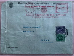 BANCA NAZIONALE DEL LAVORO  ROMA  TARGHETTA ROSSA 0,25 MISTA CON MARCHE DA BOLLO - 6/11/40 - Fiscaux