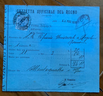 GAZZETTA UFFICIALE DEL REGNO  - RICEVUTA CON MARCA DA BOLLO DEL 13 MARZO 1926 - Fiscaux