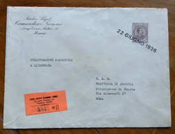 MARCA DA BOLLO Come FRANCOBOLLO R.A.  - Per S.A.R.FRANCESCA DI FRANCIA  PRINCIPESSA DI GRECIA - ROMA - 22 GIUGNO 1936 - Fiscaux