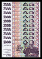 Islandia Iceland Lot 10 Banknotes 1000 Kronur 2001 (2013) Pick 59e SC UNC - Island