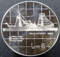 Malta - 5 Liri 1985 - Storia Marittima Maltese - Tagliaferro 1882 - KM# 73 - Malte