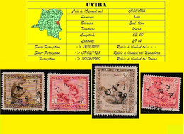 (°) BELGIAN CONGO / CONGO BELGE =  UVIRA CANCELATION STUDY VLOORS -1 + 2-  + 4 STAMPS [H] - Variétés Et Curiosités