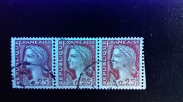 1960 N° 1263  SE TENANT X 3  DEUX ACCORDEON PREMIER ET TROISIEME VISAGE DIFFERENT OBLITERE   ( SCANNE 3 PAS A VENDRE - Usati