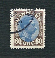 DANIMARCA 1919 - Cristiano X - 80 ö Azzurro E Bruno  - Un 113 - Used Stamps