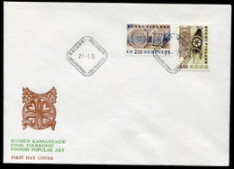 FINLAND 1976 Folk Art Definitive FDC.  Michel 781-82 Ay - FDC