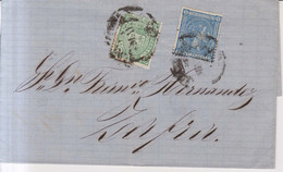 Año 1875  Edifil 164-154  Alfonso XIII Envuelta A Zafra Matasellos Bracelona - Cartas & Documentos
