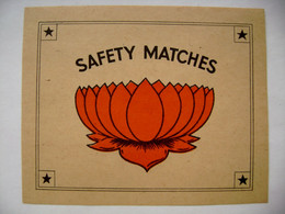 LOTUS FLOWER Safety Matches - Larger Matchbox Label (9 X 7 Cm) Czechoslovakia Export - Zündholzschachteletiketten