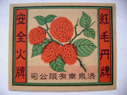 LYCHEES Safety Matches - Larger Matchbox Label (9 X 7 Cm) Czechoslovakia Export - Zündholzschachteletiketten