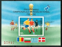 1990 Romania "Italia 90" World Cup Block Imperforate MNH** 98- - 1990 – Italie