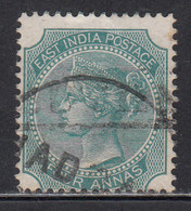 Four Annas British East India Used 1866,  Elephant Wartermark, - 1858-79 Compagnie Des Indes & Gouvernement De La Reine