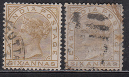 6as, Six Annas Shades, British East India Used 1876, - 1858-79 Crown Colony