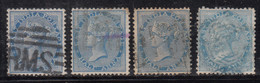 4 Diff., Shades Of Half Anna, British East India Used 1865,  Elephant Wartermark - 1858-79 Crown Colony