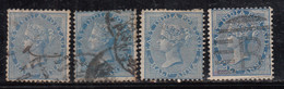 4 Diff., Shades Of Half Anna, British East India Used 1865,  Elephant Wartermark - 1858-79 Compañia Británica Y Gobierno De La Reina