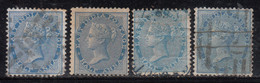 4 Diff., Shades Of Half Anna, British East India Used 1865,  Elephant Wartermark - 1858-79 Crown Colony