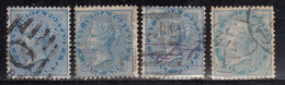 4 Diff., Shades Of Half Anna, British East India Used 1865,  Elephant Wartermark - 1858-79 Kronenkolonie